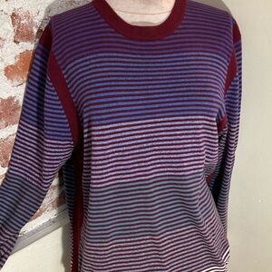 Paul Smith purple shades stripes cotton crew neck long sleeve sweater Large